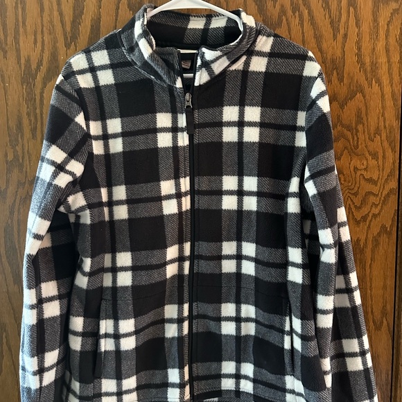 Merona Tops - Merona Black and White Plaid Fleece Zip-Up Hoodie